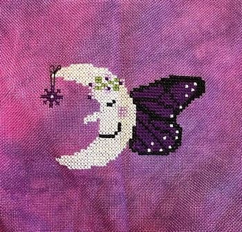 Moon — Stitched on Medieval Rose