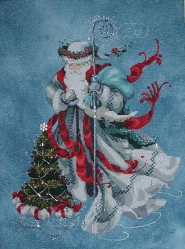 White Santa — Stitched on Blue Frost